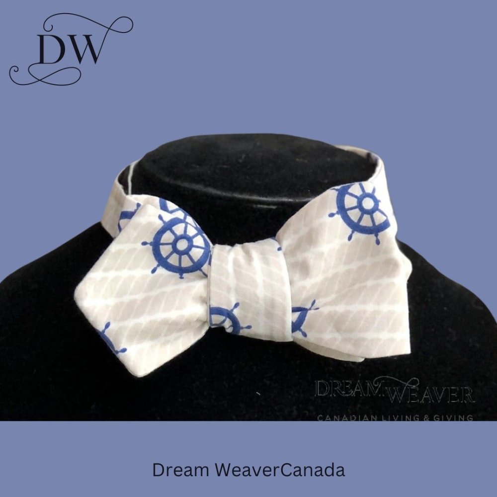 Ship Wheel Bow Tie | Beige Cotton